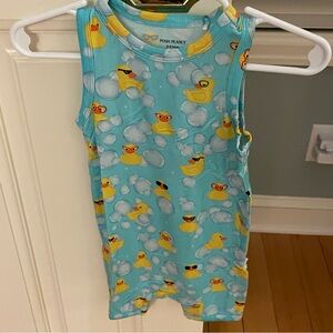 NWT Posh Peanut Bamboo Racerback Shorty Romper in Ducky Duck Print 6-9M